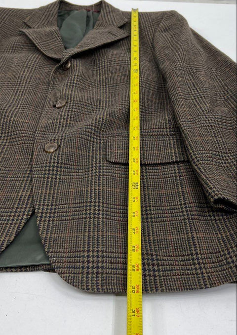 Vintage 80s Jos. A. Bank Mens Brown Glen Plaid Wool Blazer 42L ACTWU Union