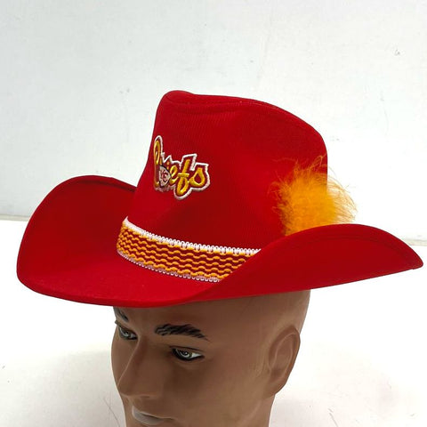 Vintage 80s NFL Kansas City Chiefs Red Corduroy Cowboy Hat USA Made Mens M