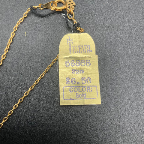 Vintage Crown Trifari Gold Tone Stars Necklace with Original Hang Tag 56868