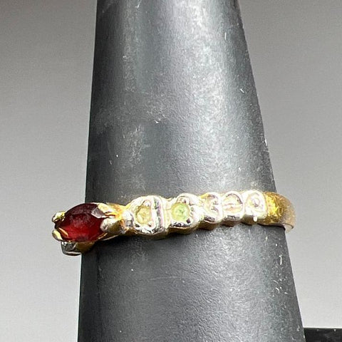 Vintage Espo 18KTGE Gold Electroplate Garnet Marquise Ring Sz 7