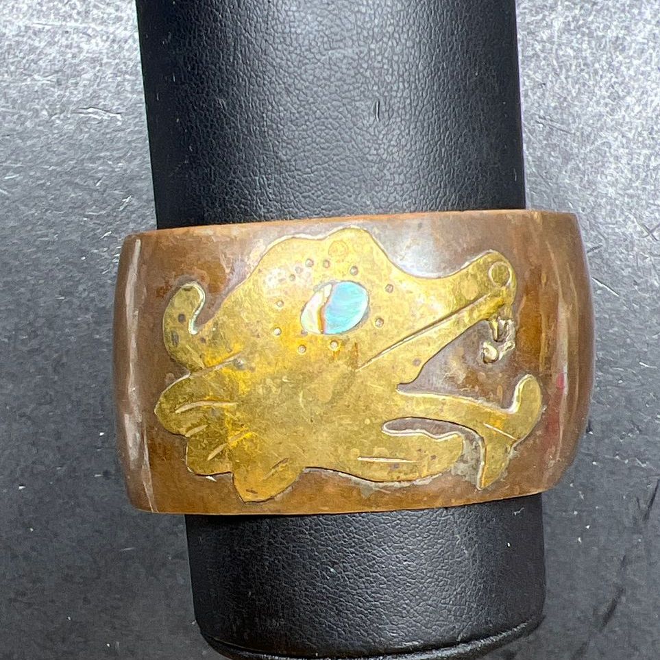 Vintage Mexico Copper Dragon Head Cuff Bracelet