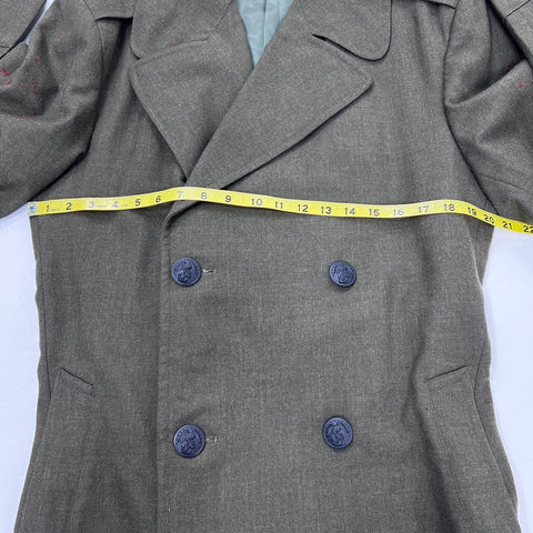 Vintage US Military Wool Overcoat Double Breasted Trench Jacket Sz 38L