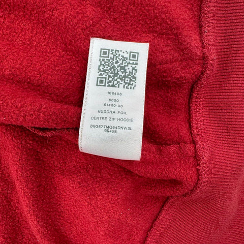 True Religion Men's Red Buddha Foil Centre Zip Graphic Logo Hoodie