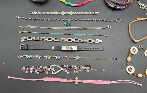 Vintage to Modern Costume Jewelry Bracelet Lot Bangles Beaded Charms