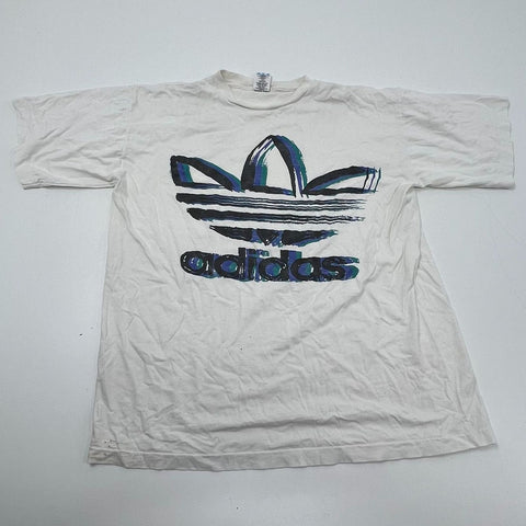 Vintage 90s Adidas Trefoil Big Logo T-Shirt Single Stitch Made USA Sz L