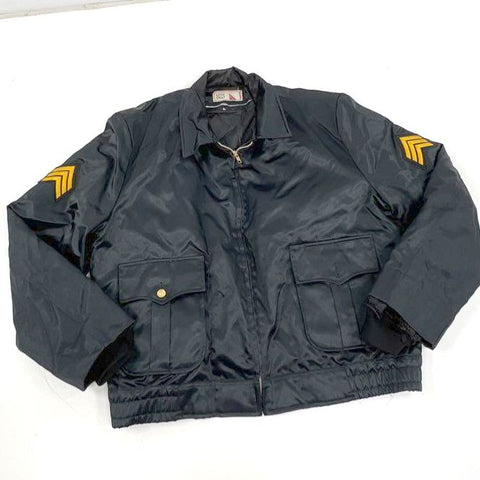 Vintage 80s Little Chief Men's Black Quilted Bomber Jacket Chevron Patch Sz XL