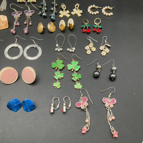 Vintage & Modern Costume Jewelry Earring Lot 45+ Pairs Whimsical Boho Floral