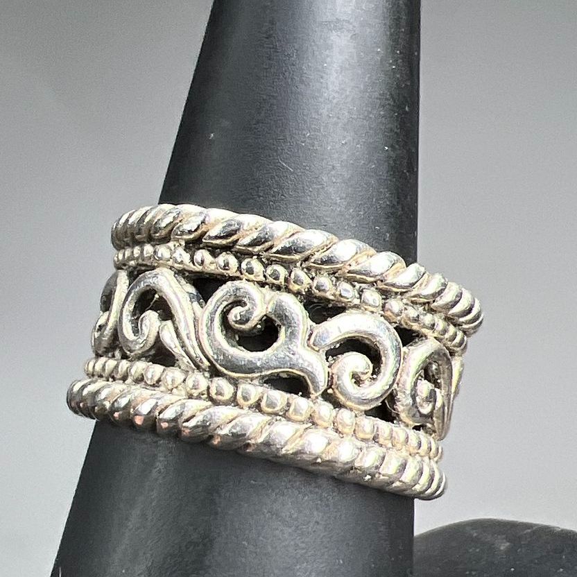 Brighton Sterling Silver Filigree Ring Size 9