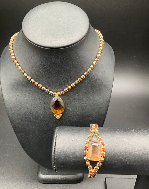 Vintage Rhinestone Costume Jewelry Lot of 6 Necklaces Bracelet Silver Gold Tone