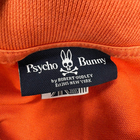 Psycho Bunny Classic Pima Cotton Polo Shirt Orange Logo Made in Peru Sz 4