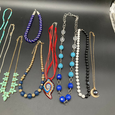 Fashion Costume Jewelry Lot 13 Necklaces Gold & Silver Tone Mixed Styles 0.9lb