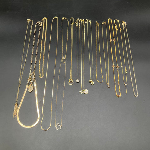 Gold Tone Fashion Jewelry Lot 16 Necklaces Pendants Tassel Turtle Heart M