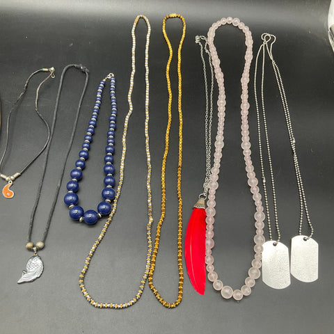 Vintage to Modern Mixed Costume Jewelry Necklace Lot 0.4 lbs 12pc Dog Tags Beads
