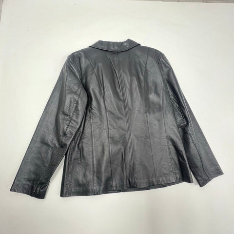 Vintage 90s East Fifth Genuine Leather Zip Up Moto Jacket Sz L