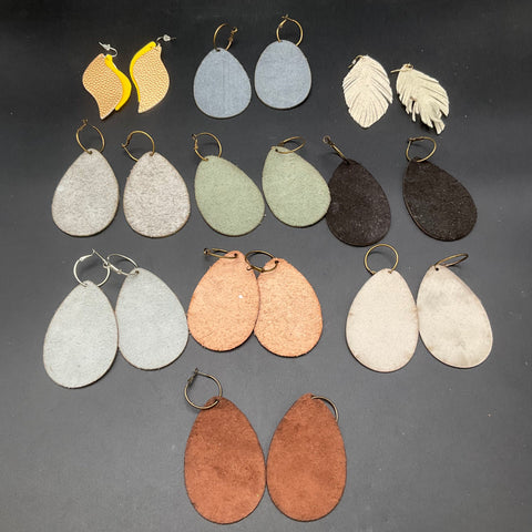10 Pairs Faux Leather Teardrop Earrings Lot Contemporary Boho Fashion Styles