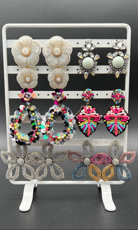BaubleBar Statement Earrings Lot of 12 Pairs Colorful Beaded Tassel Rhinestone