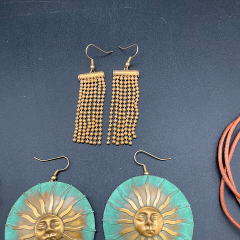 Vintage Gold Tone Boho Jewelry Lot 7 Sets Celestial Sun Sears Scene IV Earrings