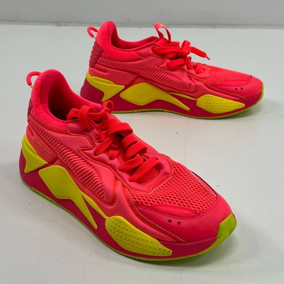 Women's Puma RS-X Soft Case Neon Pink Yellow Alert Athletic Shoe Size 9.5