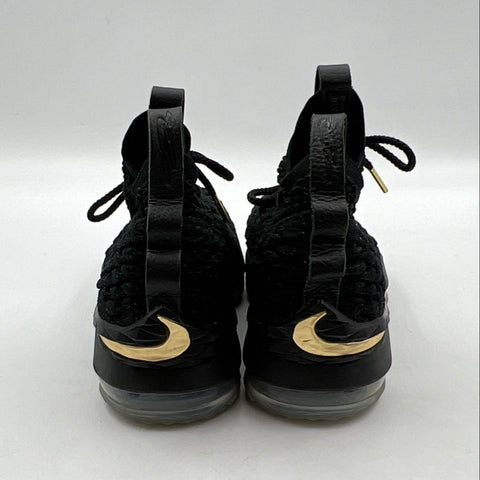 Nike LeBron 15 GS Black Metallic Gold Basketball Shoes Size 7Y