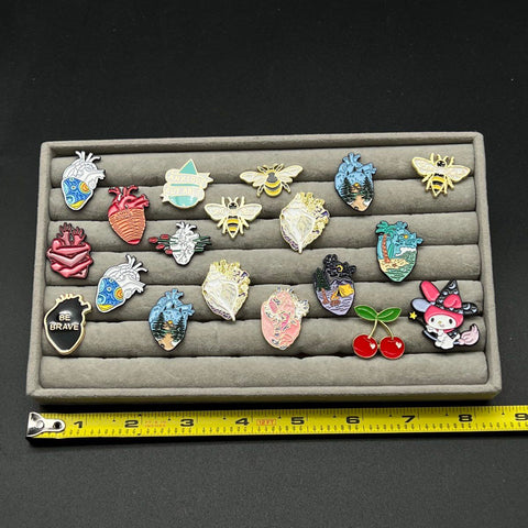 Enamel Lapel Pin Lot of 17 Anatomical Heart Bee Nature My Melody Style Pins