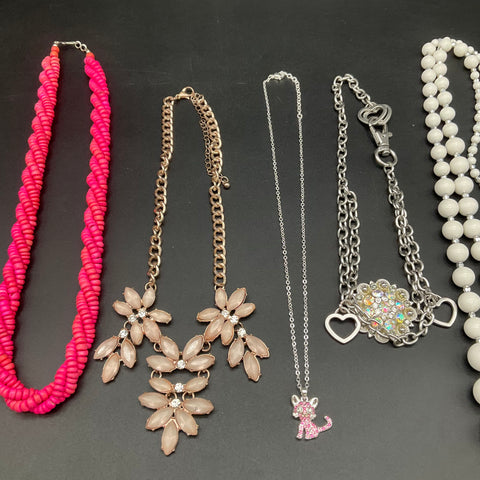 Fashion Costume Jewelry Lot of 9 Statement Necklaces Beads Rhinestones