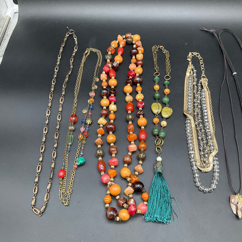 Vintage to Modern Mixed Costume Jewelry Lot 1lb 13 Necklaces Guess Beaded