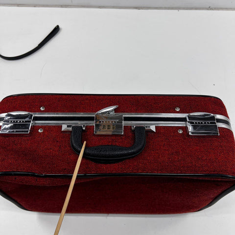 Vintage Skyway Red Tweed Wheeled Nesting Suitcase Luggage Set Lot of 2