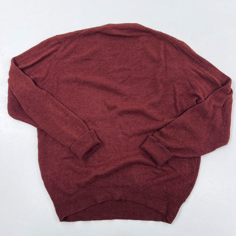 Vintage 80s Izod Lacoste Men's Burgundy V-Neck Cable Knit Orlon Sweater Size L