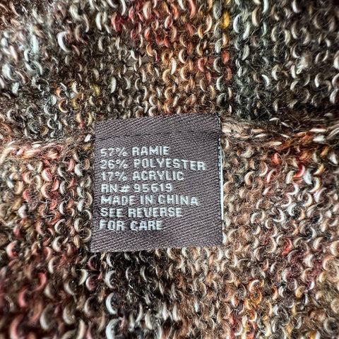 Fever NWT Women's Brown Multicolor Striped Ruffle Collar Cardigan Sweater Sz M