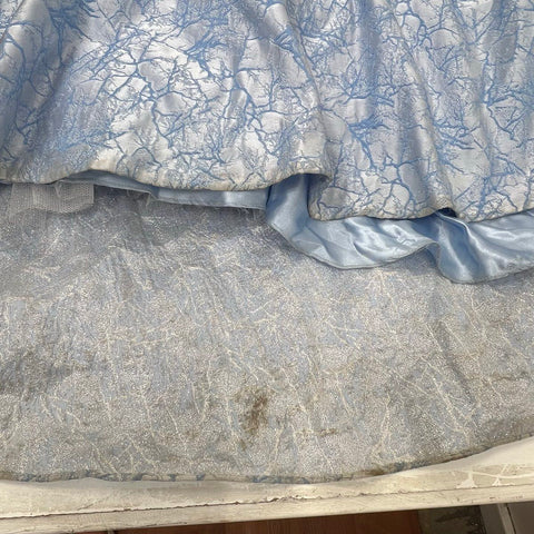 Morilee 43075 Blue Silver Beaded Bodice Halter Prom Gown Dress Women's 16