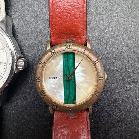 Lot of 3 Fossil Wristwatches Vintage & Modern Leather Straps AM4432 SC-5444