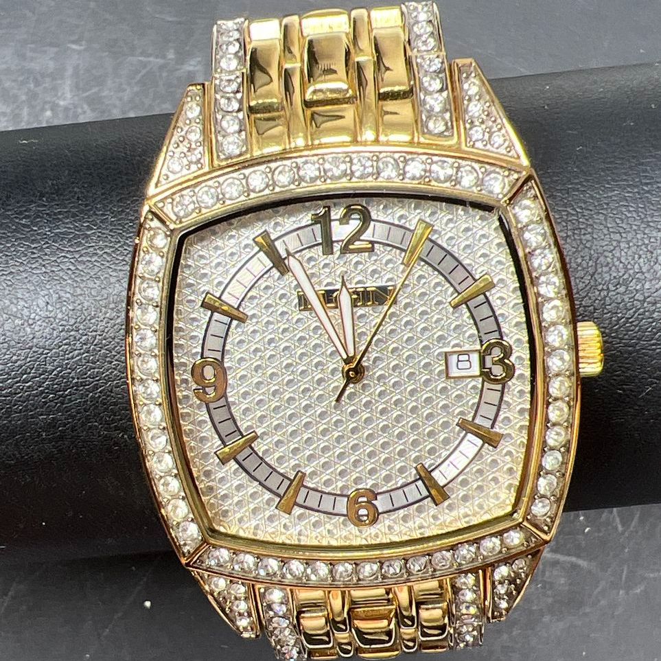 Elgin FG7097 Gold Tone Crystal Wristwatch New Battery