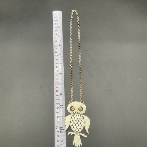 Vintage Lot of 4 Articulated Owl Fish Pendant Necklaces 60s 70s Costume