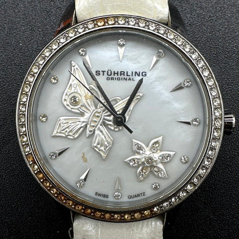 Stuhrling Original Women's Swiss Quartz Watch Mother of Pearl Butterfly Box