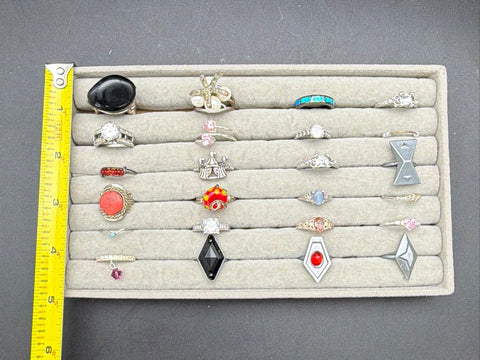 Vintage to Modern Costume Jewelry Rings Lot of 24 Statement Solitaire Bands