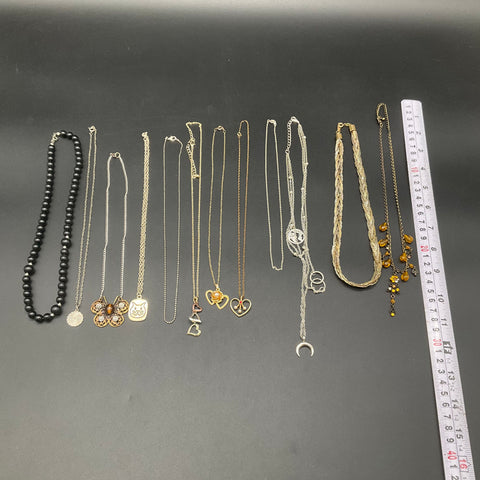 Vintage & Modern Costume Jewelry Lot of 12 Necklaces Hearts Butterfly Cat Moon