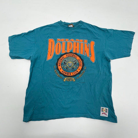 Vintage 1993 Miami Dolphins NFL Member Club T-Shirt Single Stitch Nutmeg XL