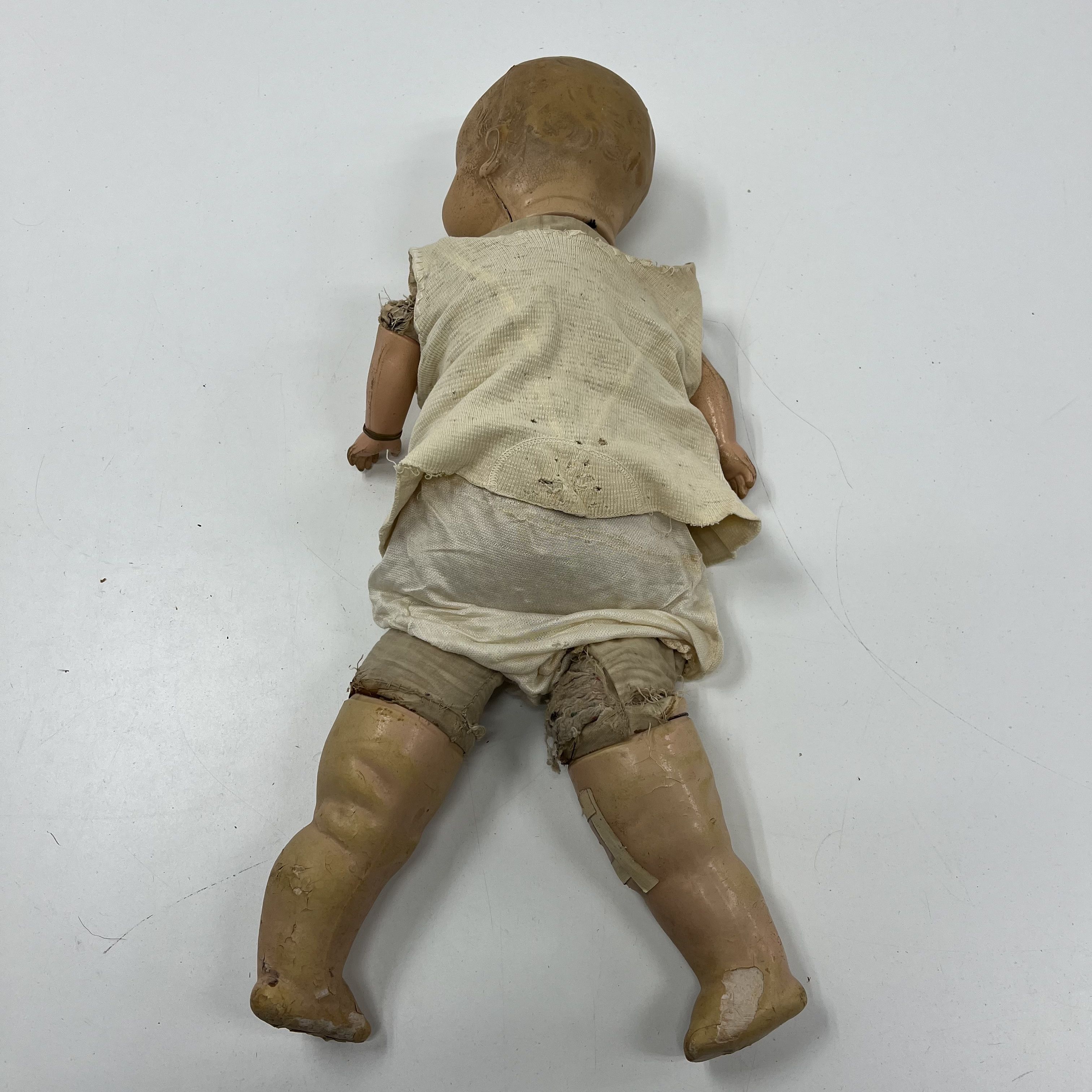 Vintage 1930s K&K Toy Co Hug Me 22" Composition Baby Doll Sleep Eyes Crazing