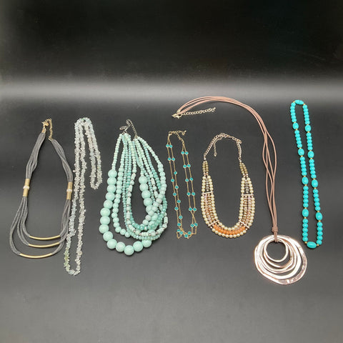 Fashion Statement Necklaces Jewelry Lot of 7 Beaded Boho Multi-strand Styles