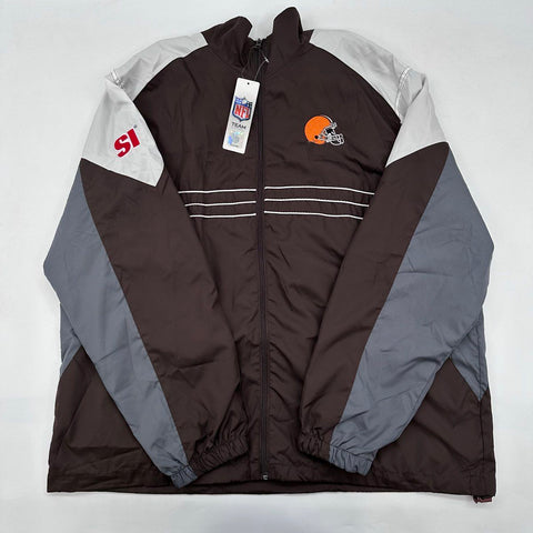 Vintage Reebok Men's Cleveland Browns NFL Full Zip Windbreaker Brown XL NWT