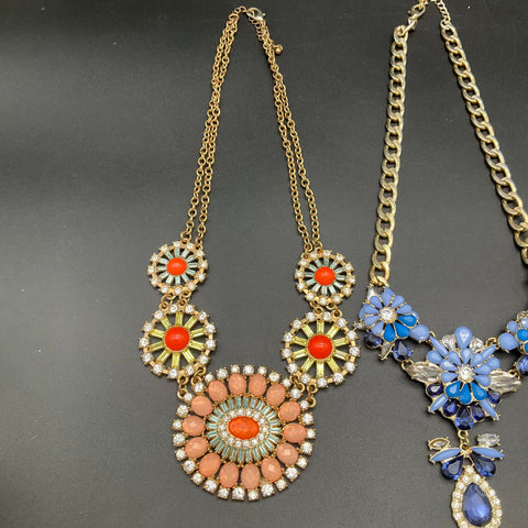 Statement Fashion Jewelry Lot of 5 Necklaces Express Floral Leaf Rhinestone