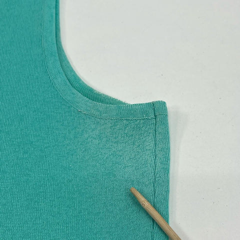 Women's Ming Wang Teal Knit Black Accent Tank Top 100% Acrylic - Size Large