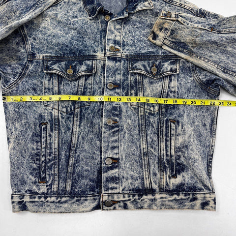 Vintage 90s Energizer Bunny Acid Wash Denim Jacket Back Graphic USA Sz S