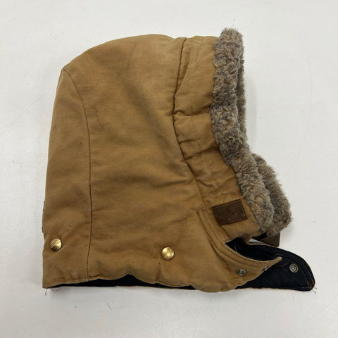 Vintage Carhartt 968QH Brown Duck Canvas Quilted Faux Fur Snap Hood Made USA
