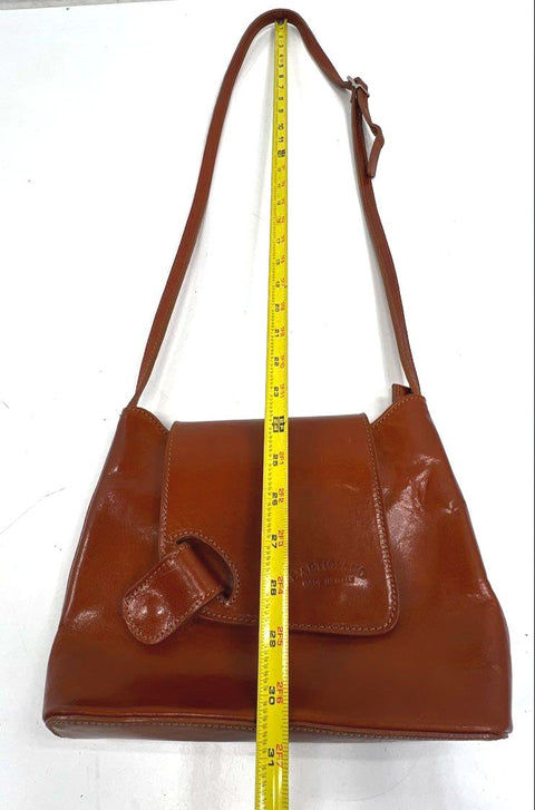 Vintage 90s L'artigiano Italian Brown Leather Crossbody Shoulder Bag Purse