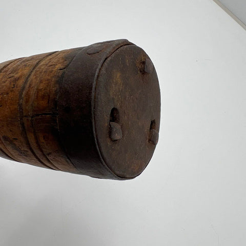 Antique Primitive Wood & Iron Mallet Hammer w/ Hook Bung Starter Farm Tool 17"