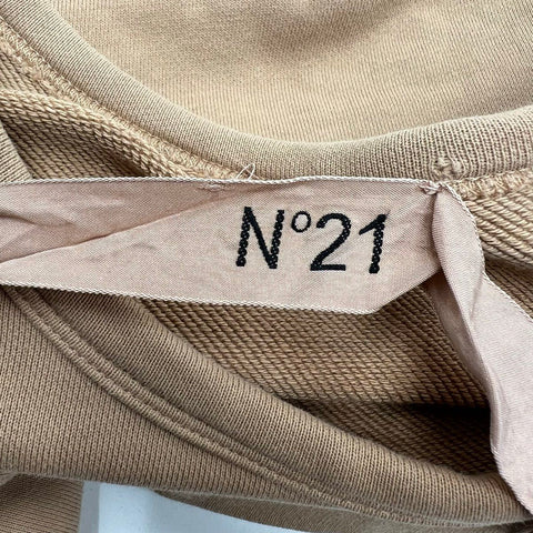 N°21 Tan Embroidered Logo Bell Sleeve Sweatshirt Pullover Women's Size 38