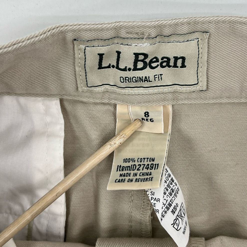 Vintage Women's LL Bean Original Fit Plain Khaki 100% Cotton Midi Skirt Size 6R