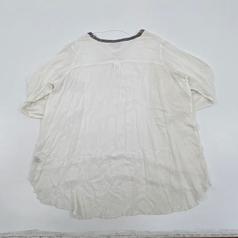 NWT Women's Ruff Hewn GREY White Beaded Long Sleeve Tunic Blouse - Size 3XL