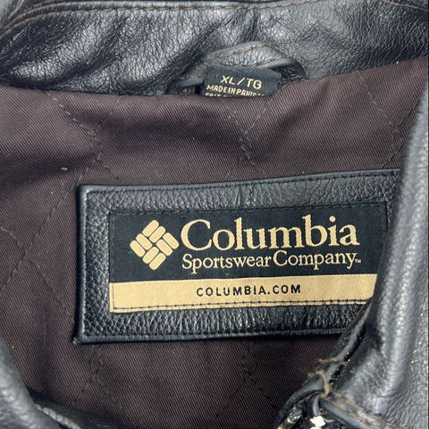Columbia Vintage Y2K Black Pebbled Leather Full Zip Jacket Men's XL